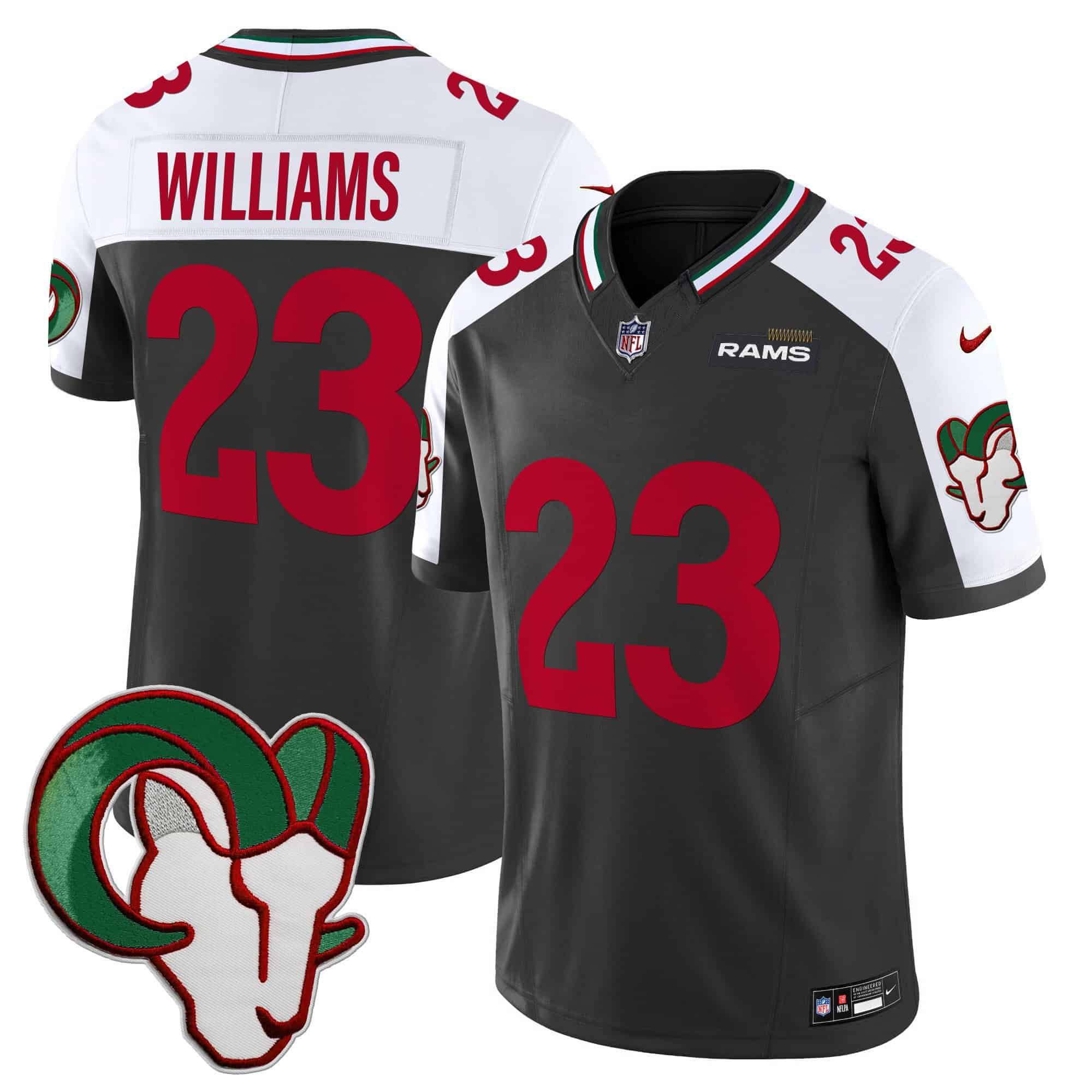 Men Los Angeles Rams #23 Williams Black 2024 Nike Mexico Vapor Limited NFL Jersey style 1
